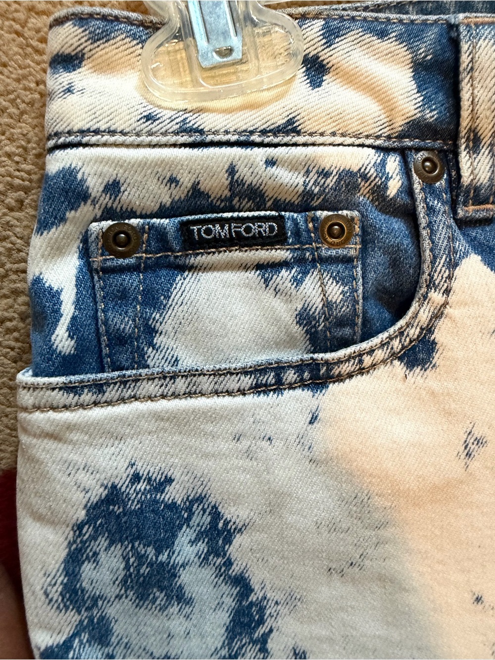 Tom Ford Tie Dye Bleached Blue Skinny Leg Denim Jeans with Branded Label 30 - Picture 8 of 10